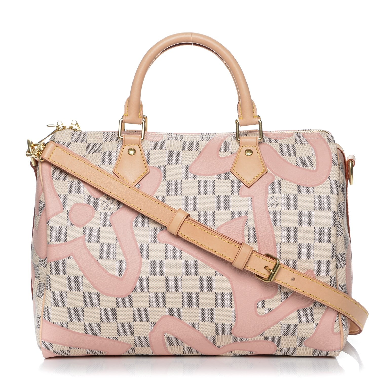 Louis Vuitton Damier Azur Tahitienne Speedy Bandouliere 30 Rose Ballerine 1 of 7