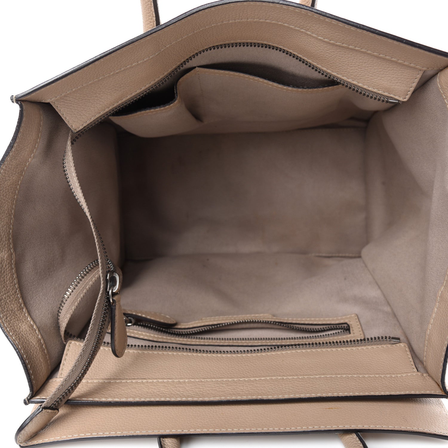 Celine Drummed Calfskin Mini Luggage Dune 5 of 18