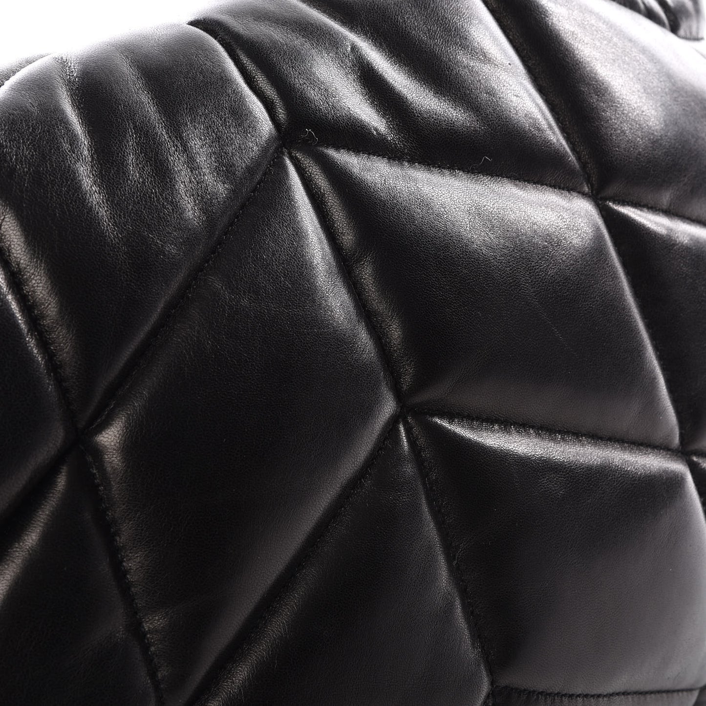 Lambskin Quilted Medium Loulou Puffer Monogram Chain Satchel Black