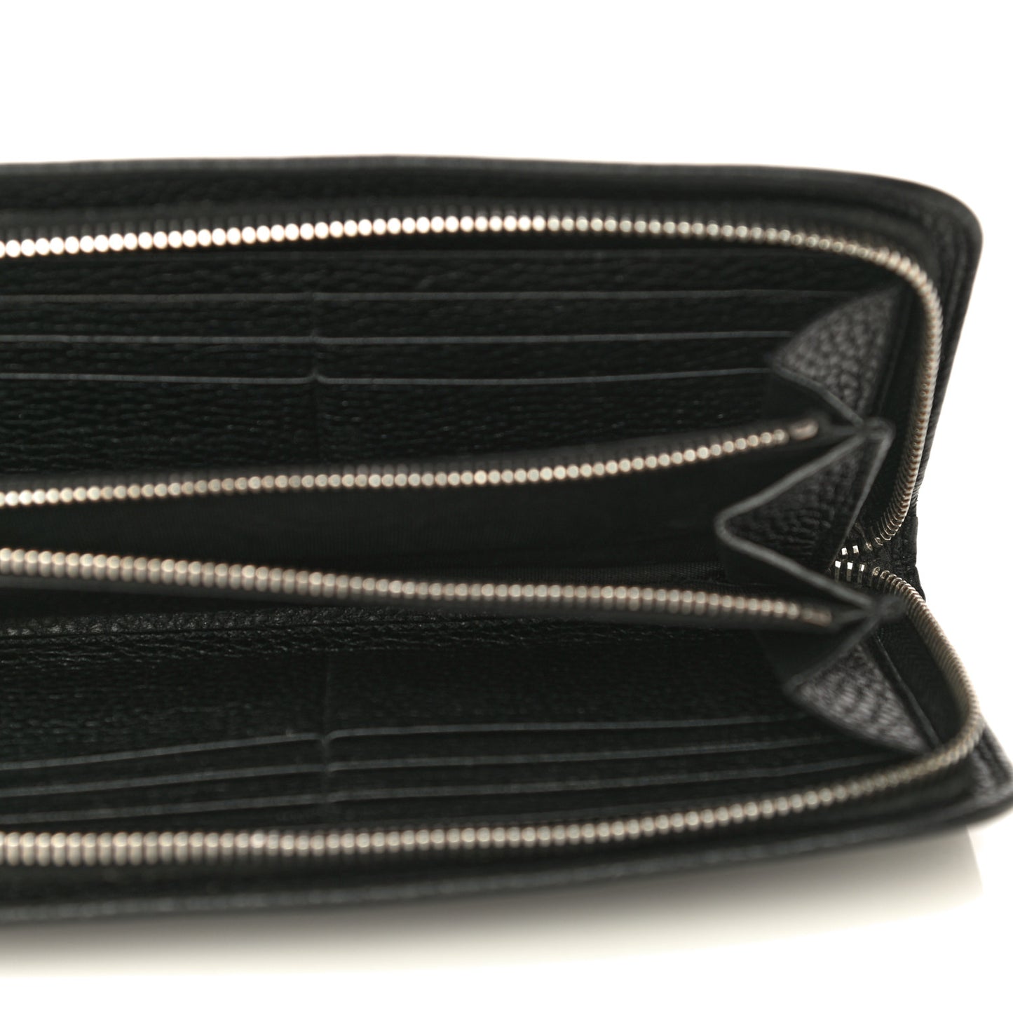 Grained Calfskin Rive Gauche Zip Around Wallet Black