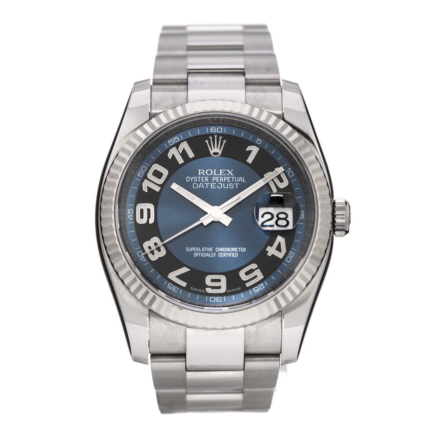 Stainless Steel 18K 36mm Oyster Perpetual Datejust Watch Concentric Blue 116234