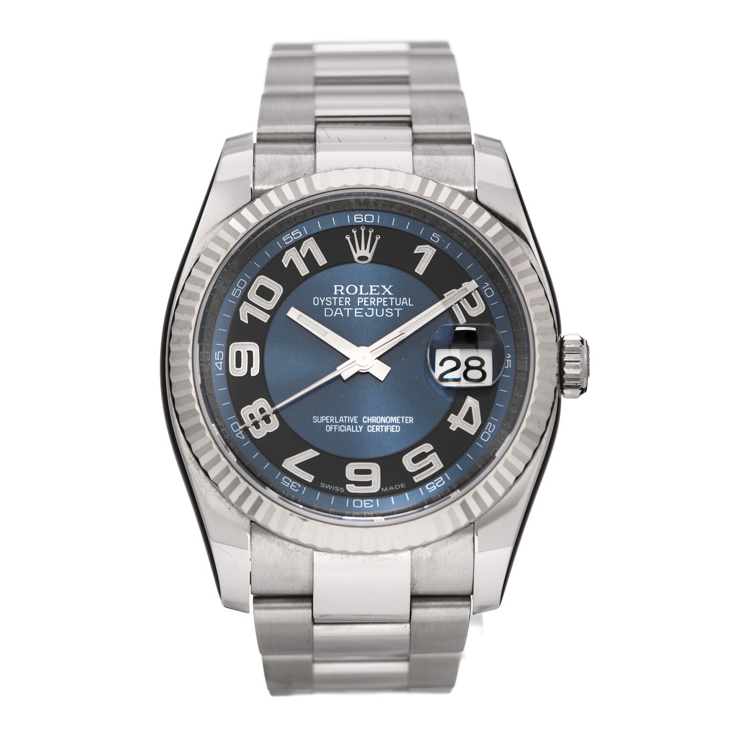 Rolex Stainless Steel 18K 36mm Oyster Perpetual Datejust Watch Concentric Blue 116234 1 of 5