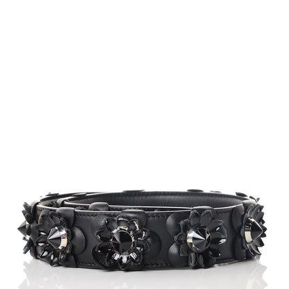 Fendi Vitello Dolce Nappa Patent Flowerland Studded Strap You Black 2 of 3