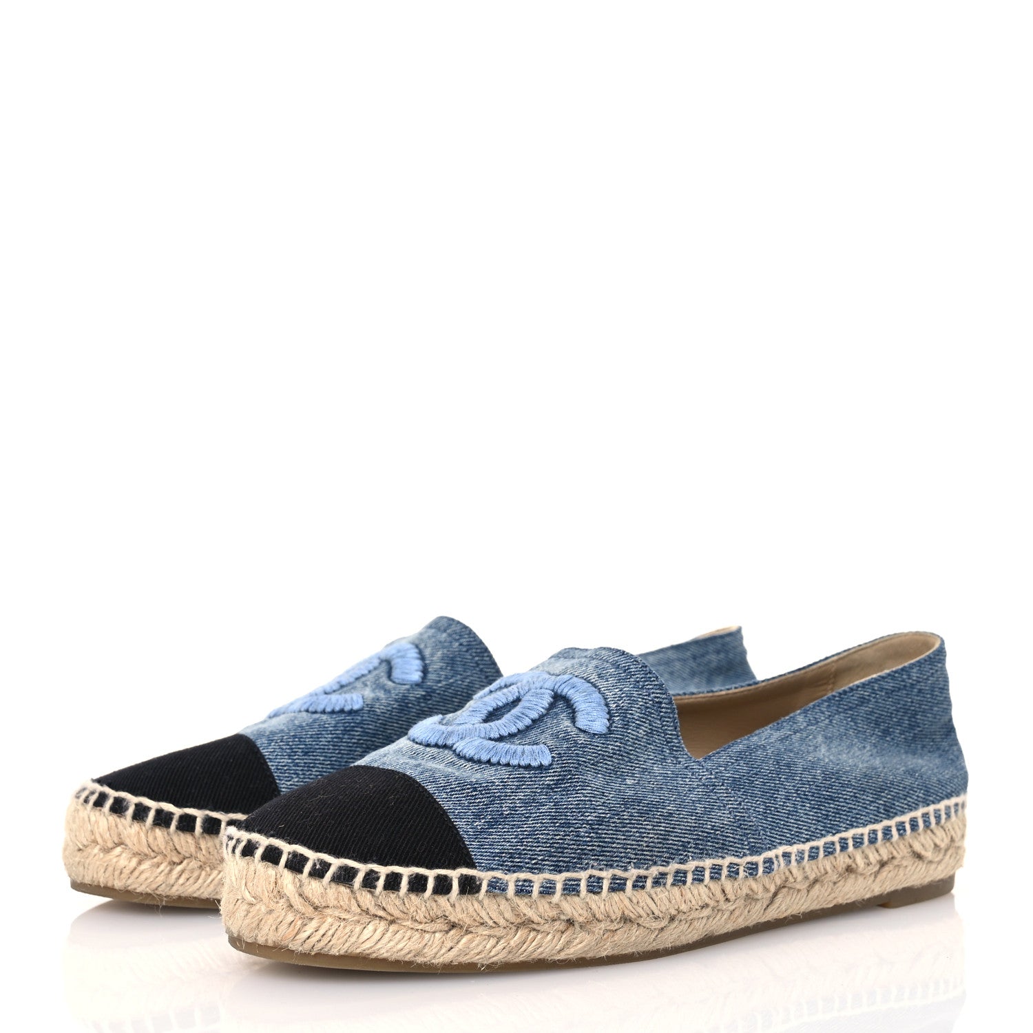 Chanel Denim CC Espadrilles 38 Blue Black 3 of 15