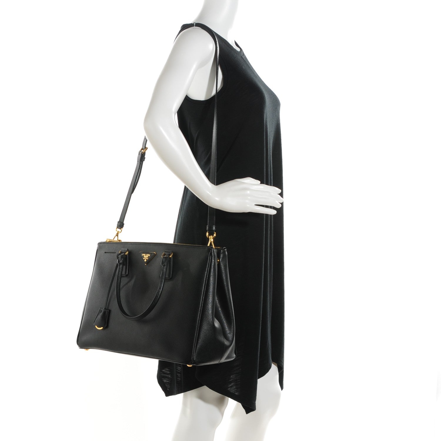 Prada Saffiano Large Galleria Double Zip Tote Black 2 of 9