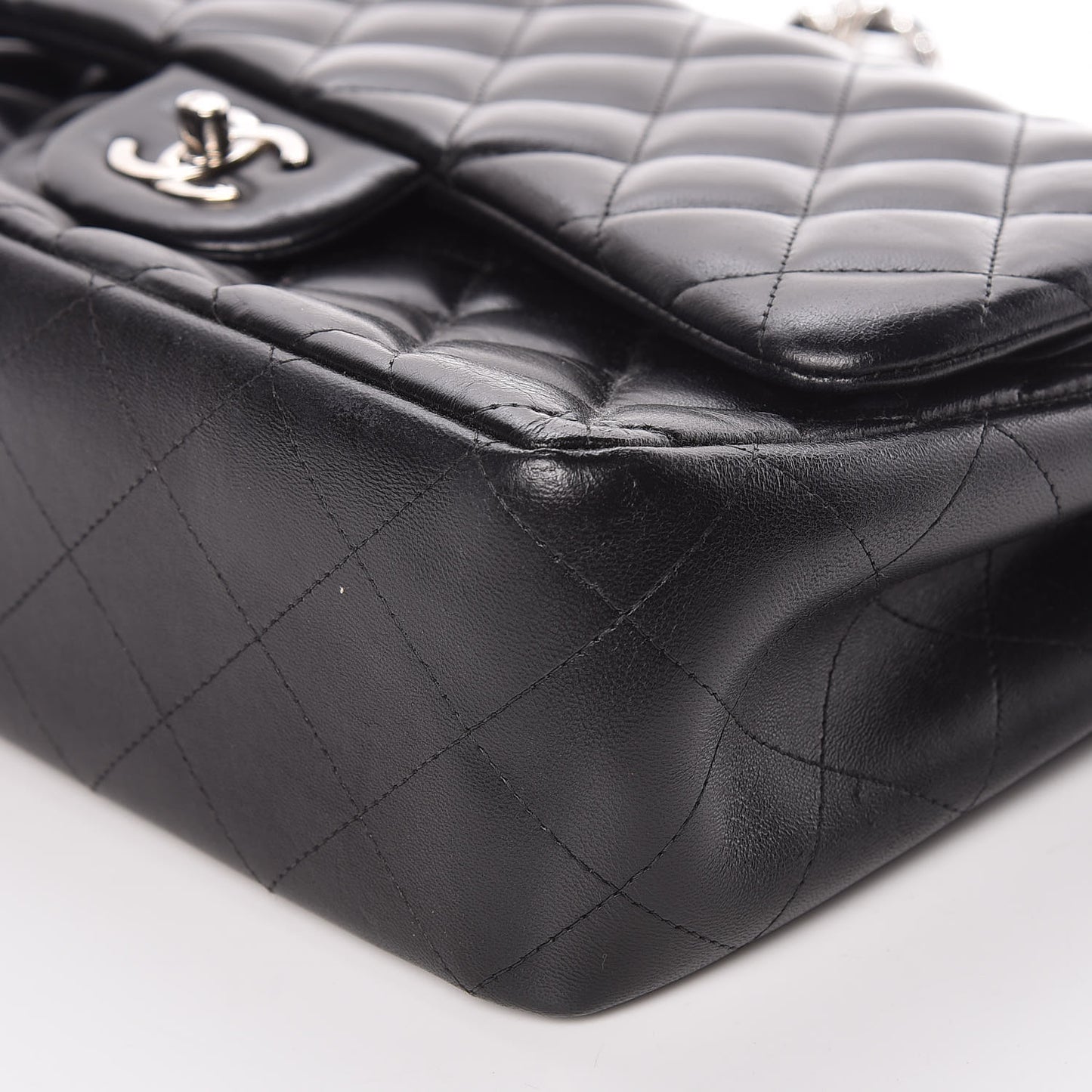 Lambskin Quilted Jumbo Double Flap Black
