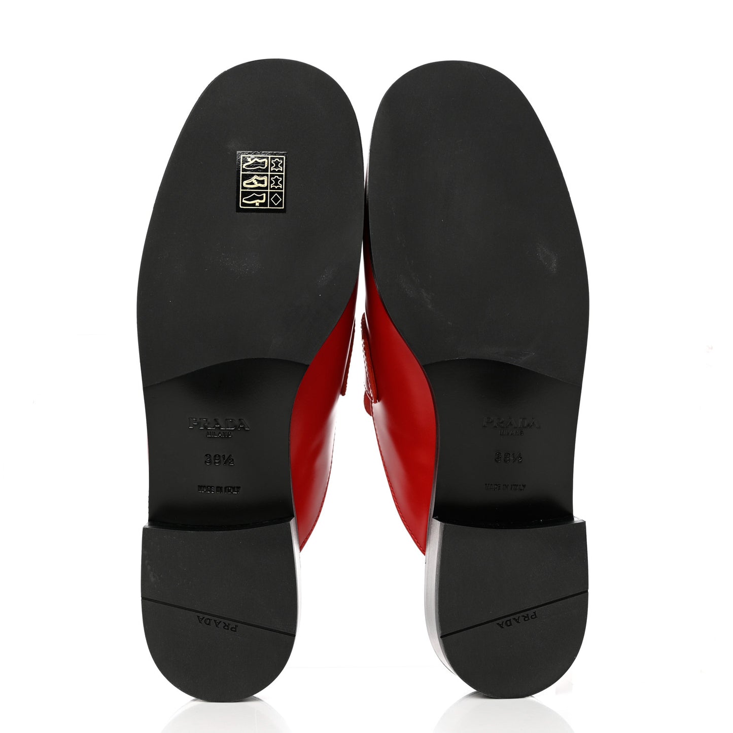 Spazzolato Metal Triangle Logo 25mm Loafer Mules 39.5 Scarlatto