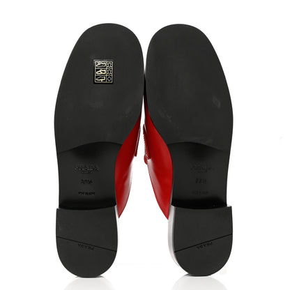 Prada Spazzolato Metal Triangle Logo 25mm Loafer Mules 39.5 Scarlatto 5 of 9