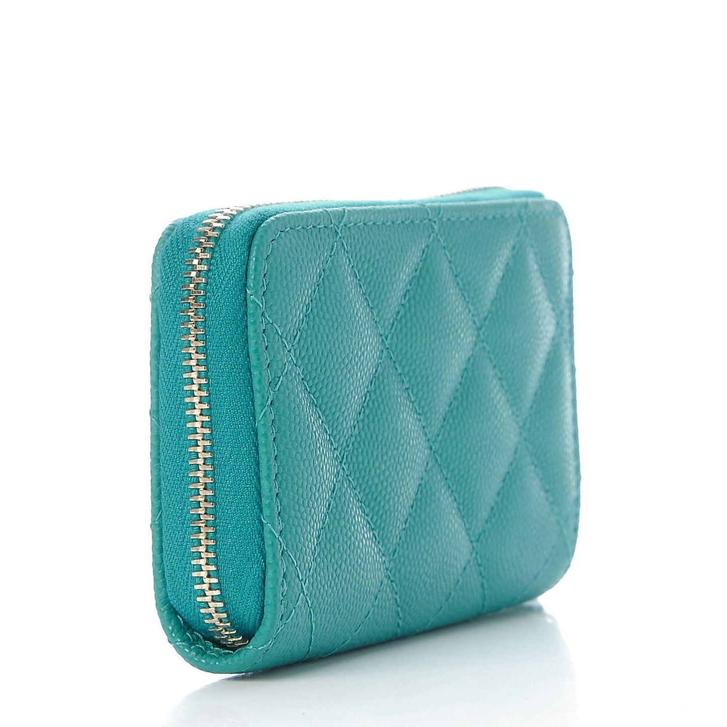 Caviar Quilted Zip Coin Purse Turquoise