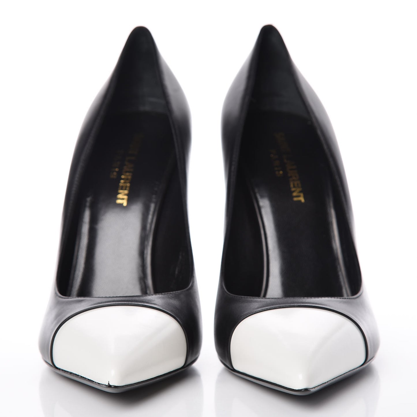 Calfskin Bi-Color Cap Toe 105 Pumps 38.5 Black Porcellana