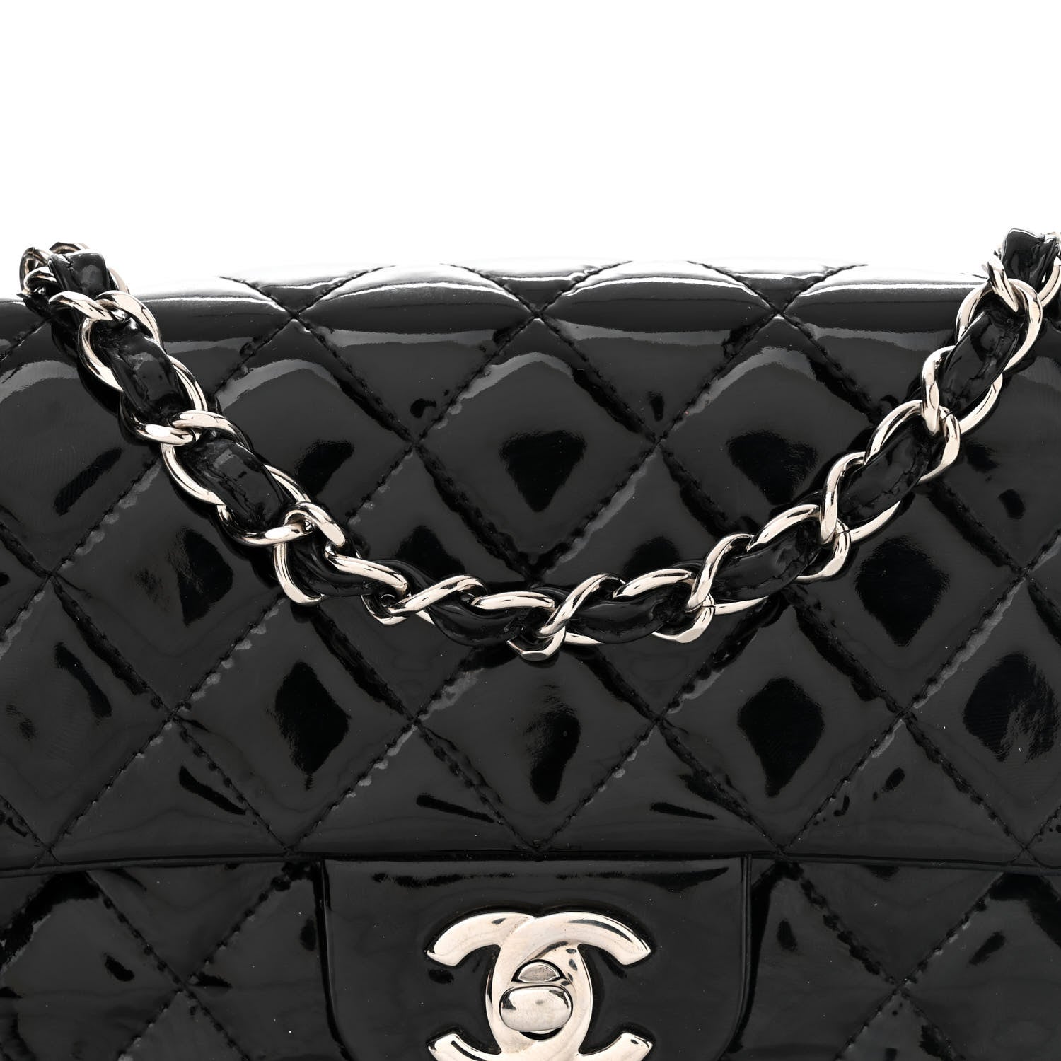 Chanel Patent Calfskin Quilted Mini Rectangular Flap Black 8 of 11