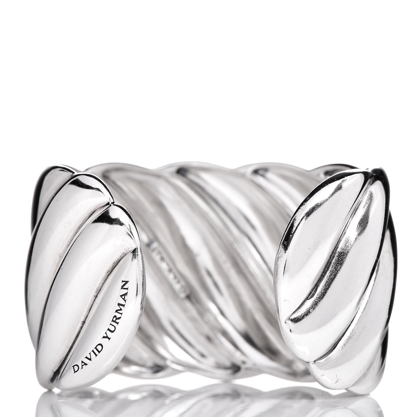 Sterling Silver Wide Sculpted Cable Cuff Bracelet