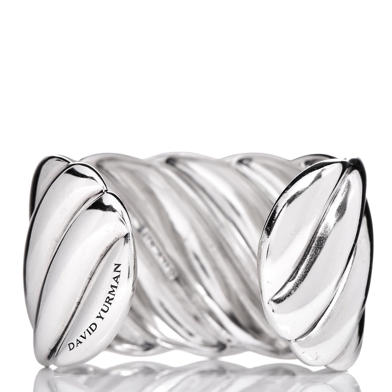 David Yurman Sterling Silver Wide Sculpted Cable Cuff Bracelet 3 of 5