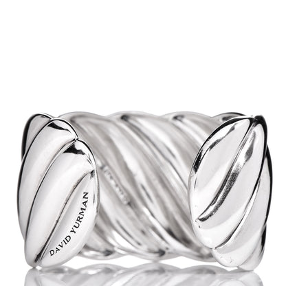 David Yurman Sterling Silver Wide Sculpted Cable Cuff Bracelet 3 of 5