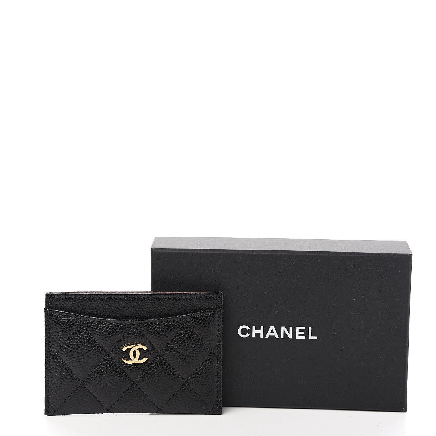 Caviar Quilted Card Holder Black
