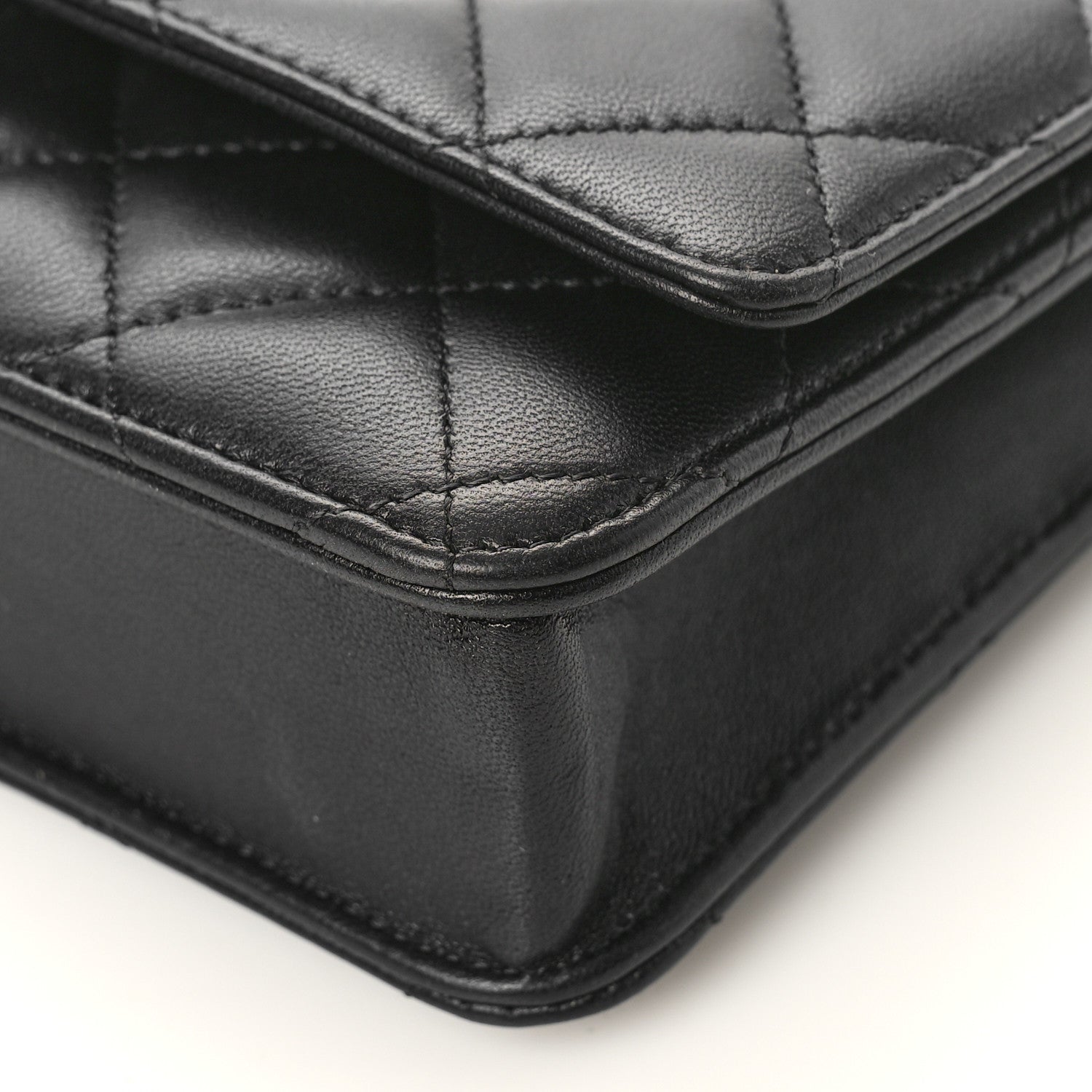 Chanel Lambskin Quilted Wallet On Chain WOC Black 8 of 10