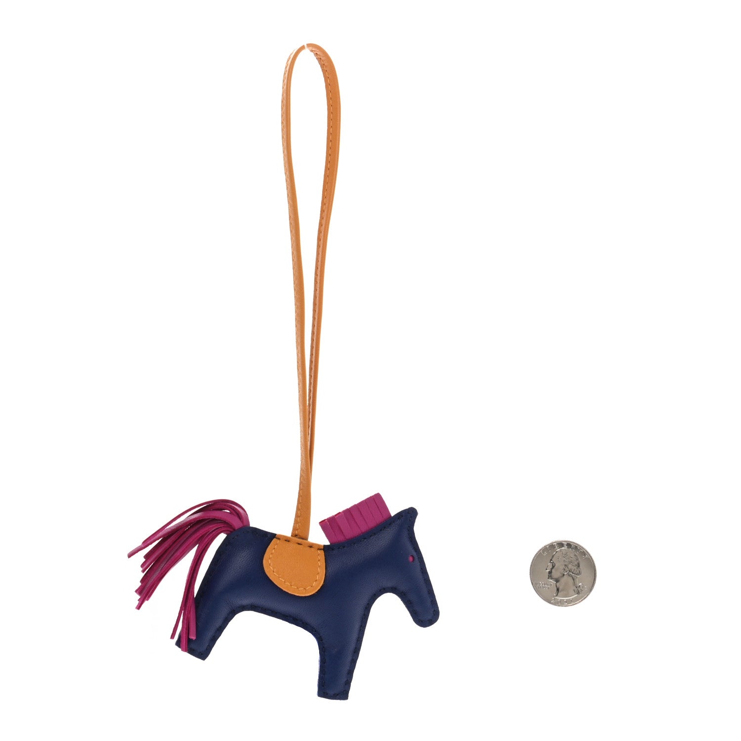 Hermes Milo Lambskin Grigri Rodeo Horse Bag Charm PM Bleu Saphir Rose Pourpre Bouton D'Or 2 of 4