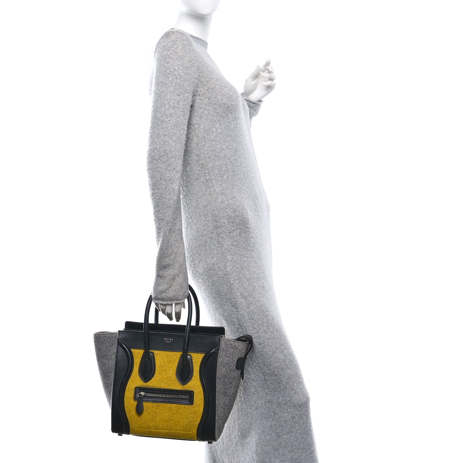 Celine Felt Smooth Calfskin Micro Tri-Color Luggage Black Yellow 2 of 9