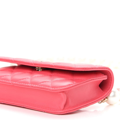 Chanel Calfskin Quilted Maxi Pearls Clutch With Chain Pink 5 of 9