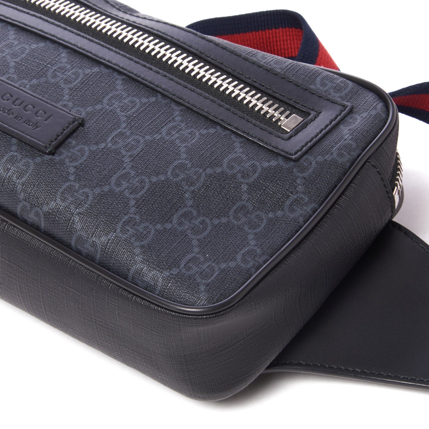 Soft GG Supreme Monogram Web Belt Bag Black Grey
