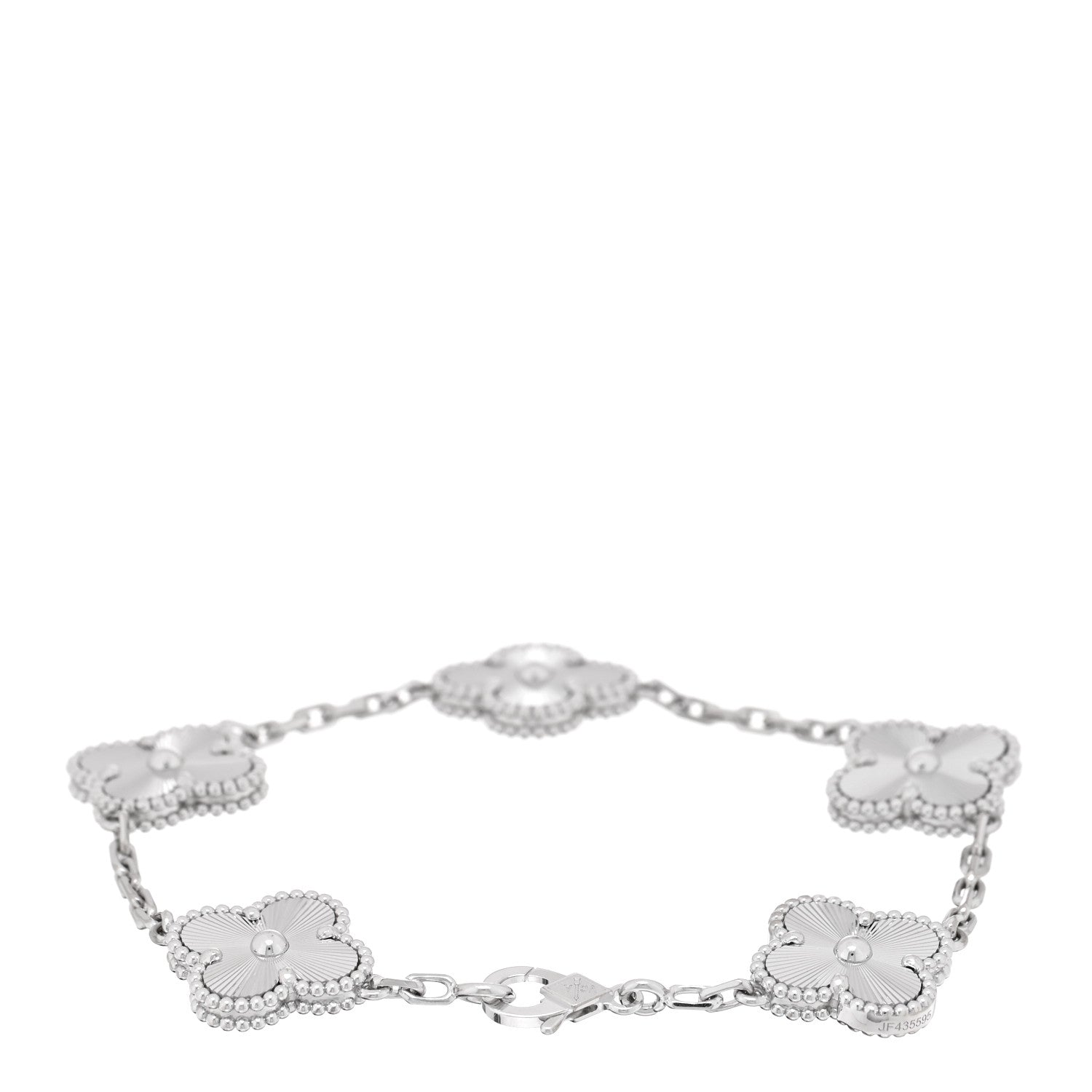 Van Cleef & Arpels 18K White Gold 5 Motifs Guilloche Vintage Alhambra Bracelet 2 of 3