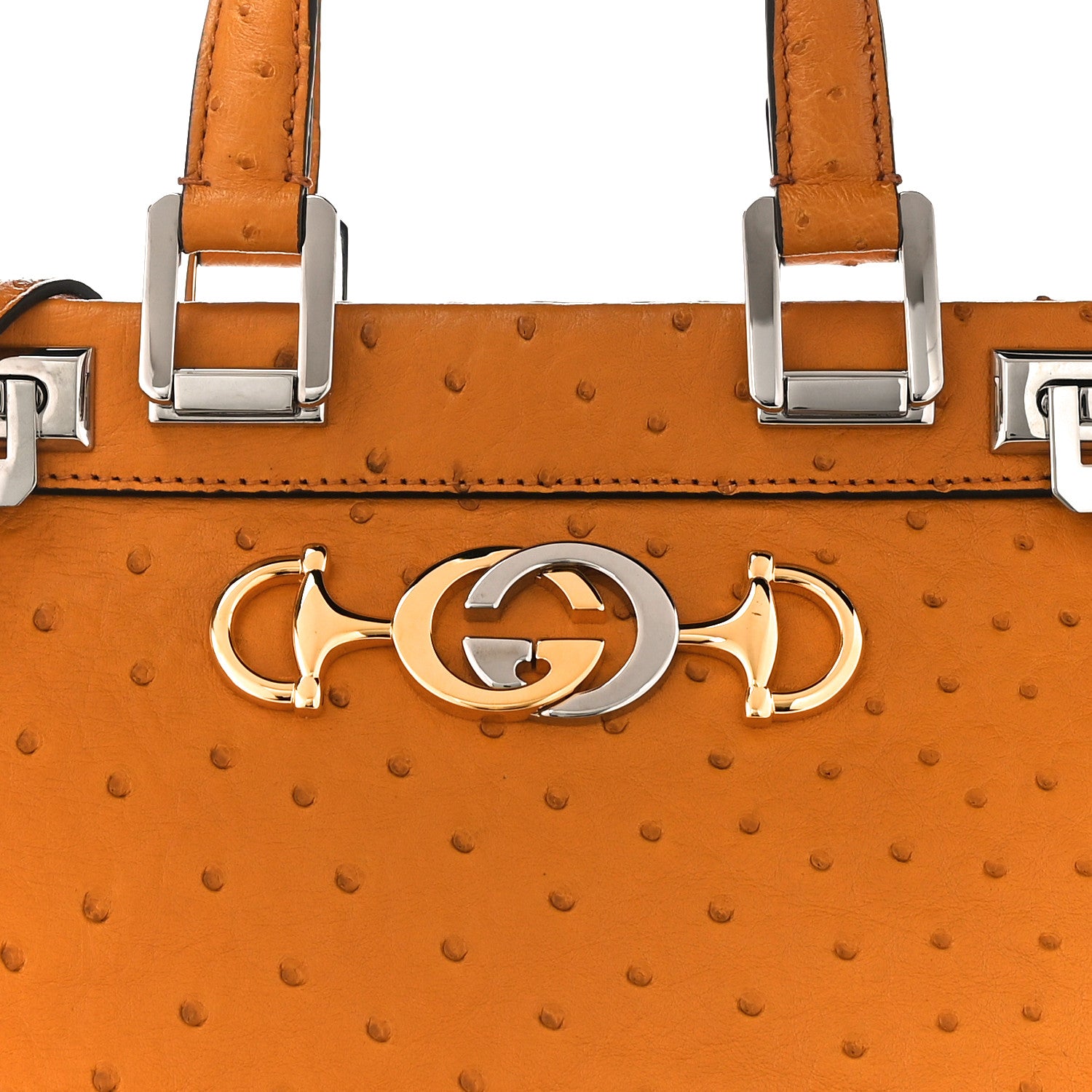 Gucci Ostrich Small Zumi Top Handle Bag Sun Oil 10 of 12