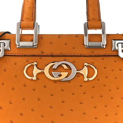 Gucci Ostrich Small Zumi Top Handle Bag Sun Oil 10 of 12