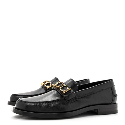Gucci Goatskin Womens Logo 15mm Loafers 37.5 Black 3 of 10