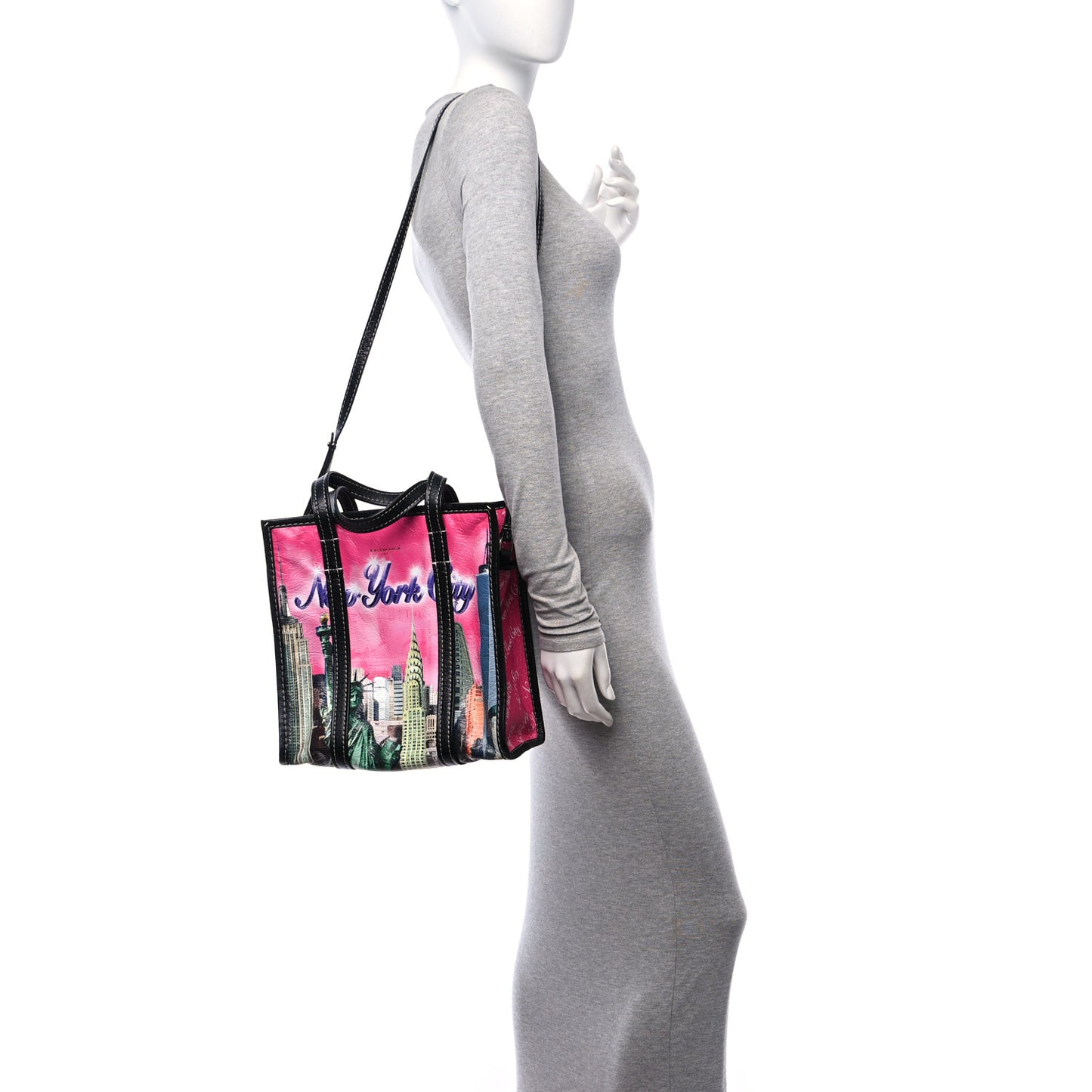 Agneau Arena NYC S Bazar Shopper Tote Rose Black Gris Rouge