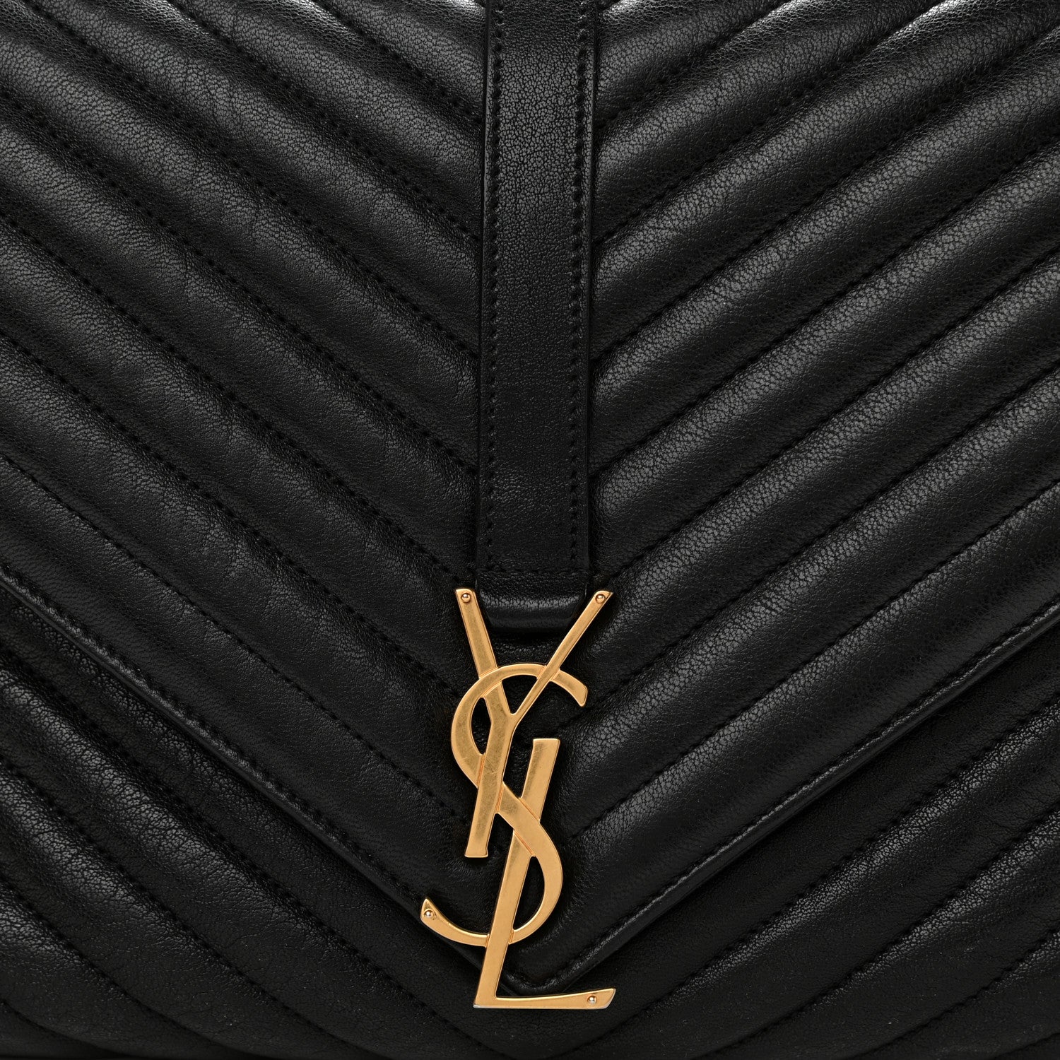 Saint Laurent Sheepskin Matelasse Chevron Monogram Large College Satchel Black 8 of 11