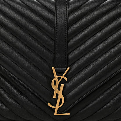 Saint Laurent Sheepskin Matelasse Chevron Monogram Large College Satchel Black 8 of 11
