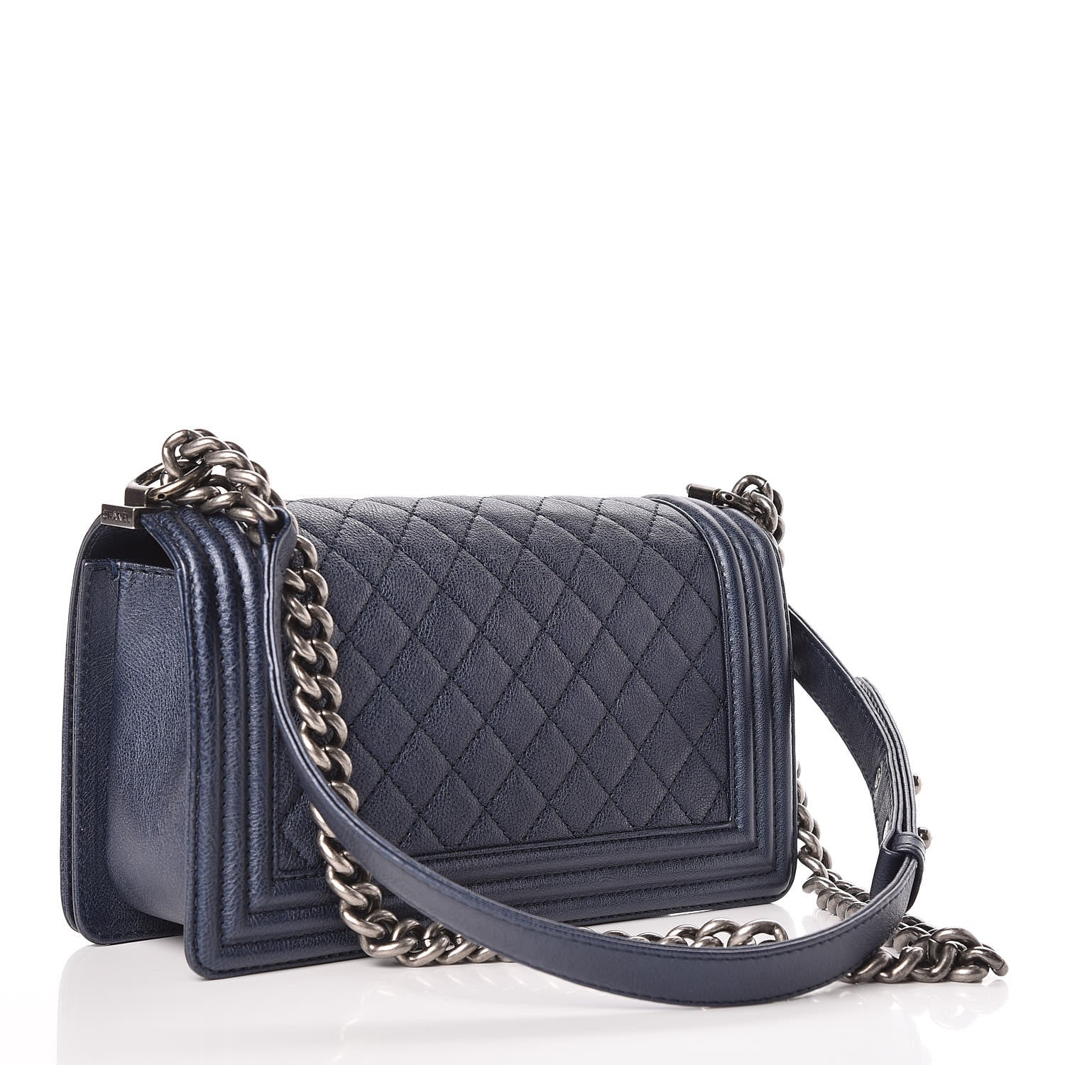 Chanel Metallic Calfskin Quilted Medium Boy Flap Blue 3 of 10