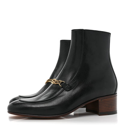 Gucci Goatskin Interlocking G Chain Ankle Boots 38 Black 3 of 10