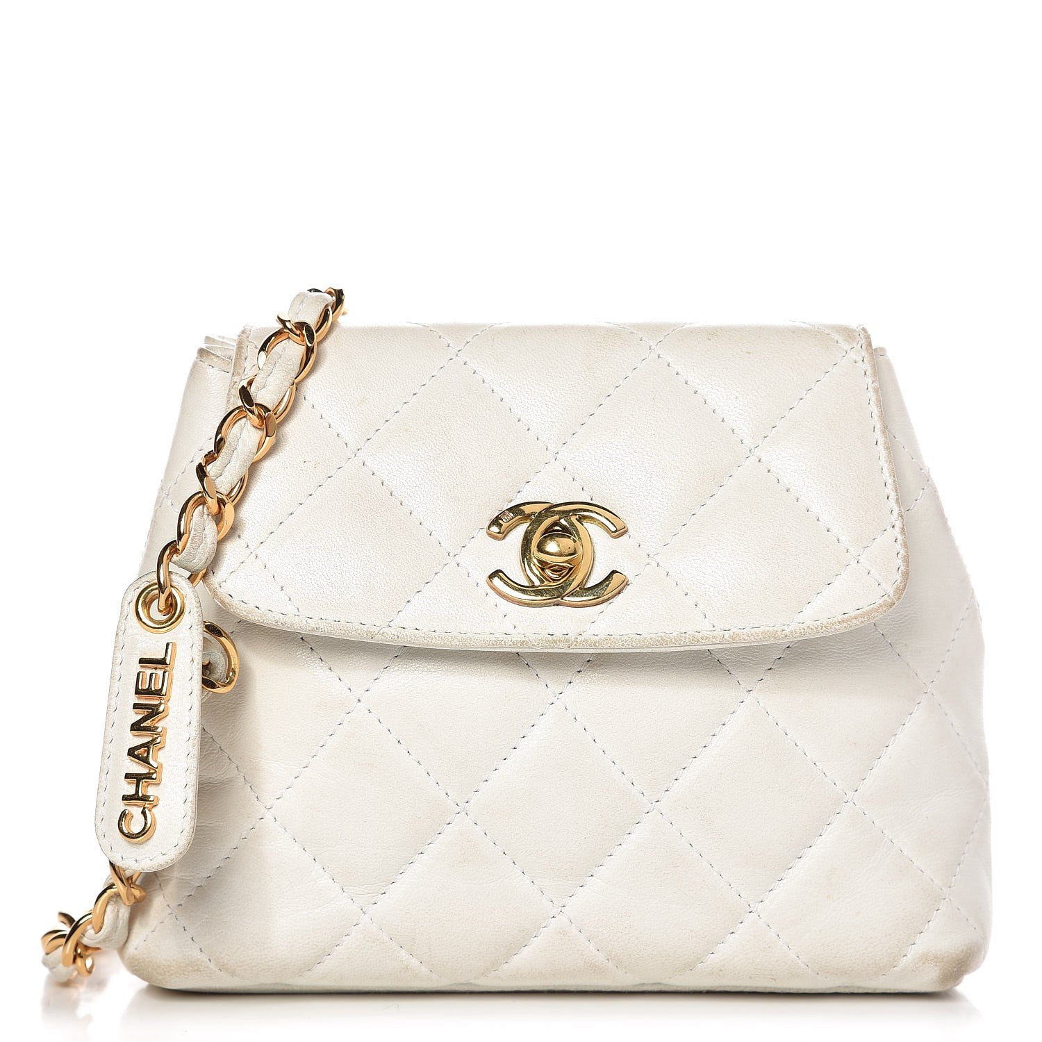 Chanel Lambskin Quilted Flap Waist Belt Bag White 1 of 20