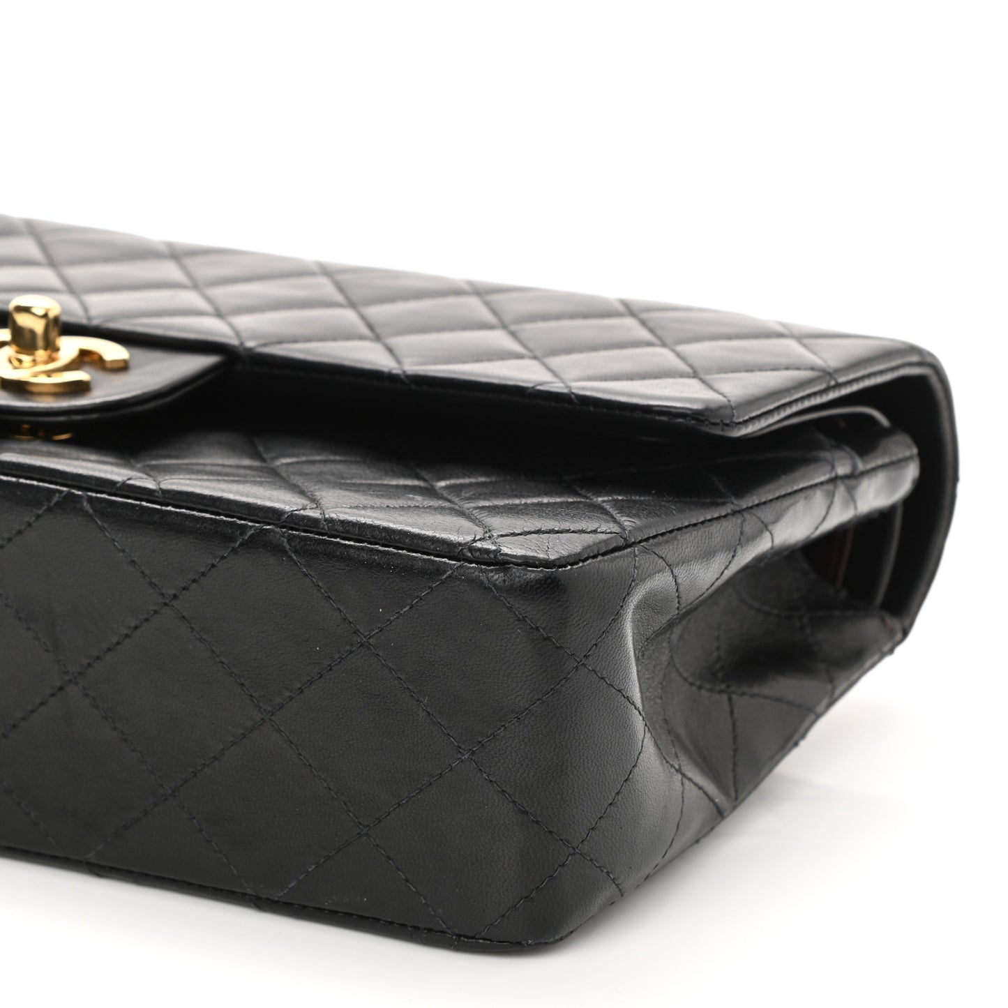 Lambskin Quilted Medium Double Flap Black