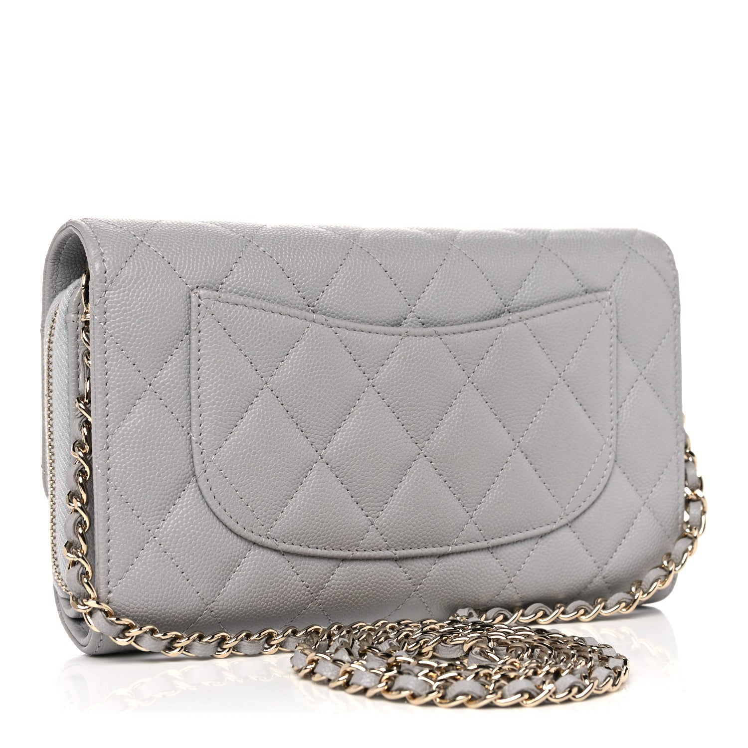 Chanel Caviar Quilted Phone Holder Wallet on Removable Chain Grey 2 of 10