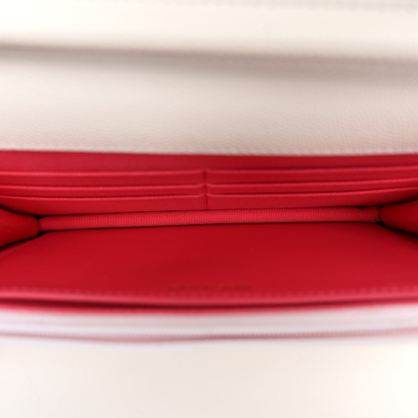 Caviar Quilted Perforated Metal CC Wallet On Chain WOC White