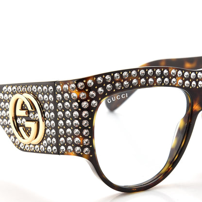 Gucci Acetate Crystal Oversize Hollywood Forever Sunglasses GG0144S Tortoiseshell 7 of 8