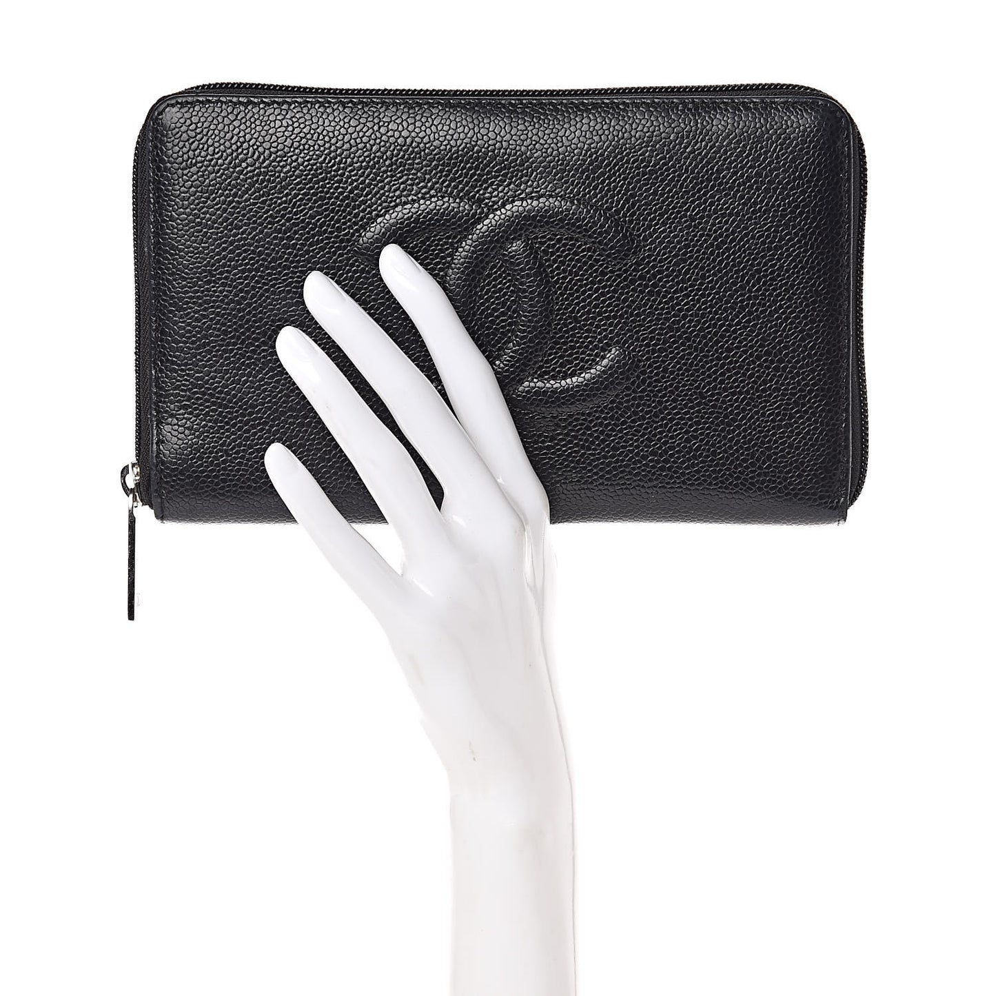 Caviar Large Timeless CC Zip Around Organizer Wallet Black