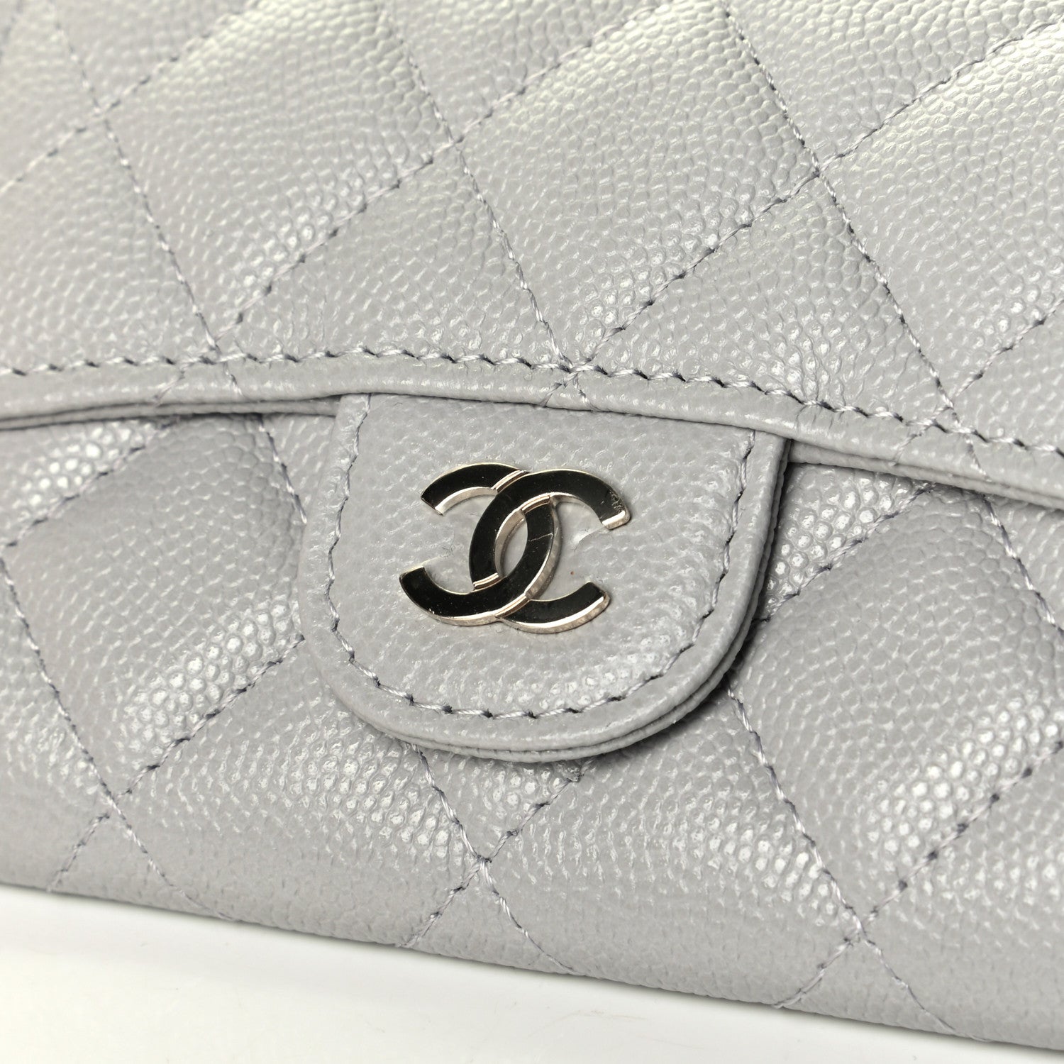 Chanel Caviar Quilted Flap Card Holder Wallet Grey 5 of 6