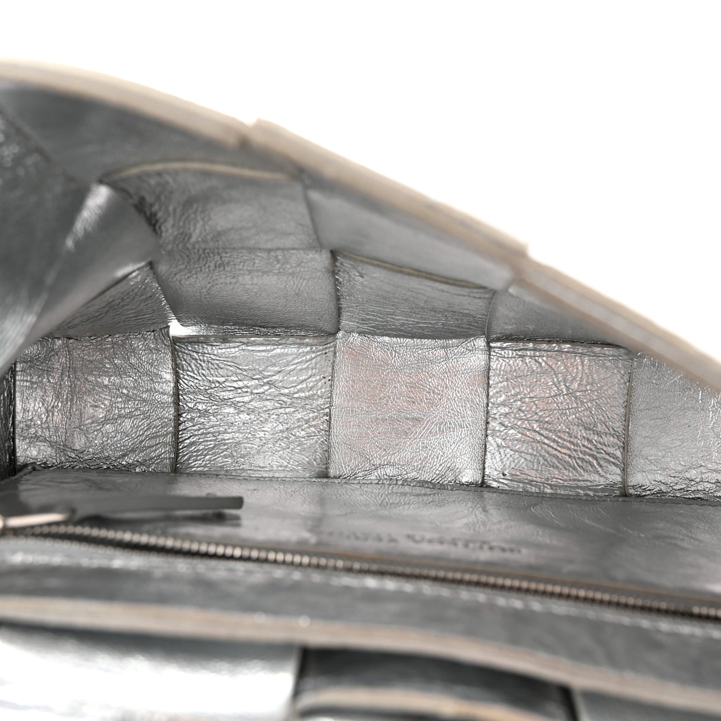 Metallic Lambskin Maxi Intrecciato Cassette Crossbody Bag Silver