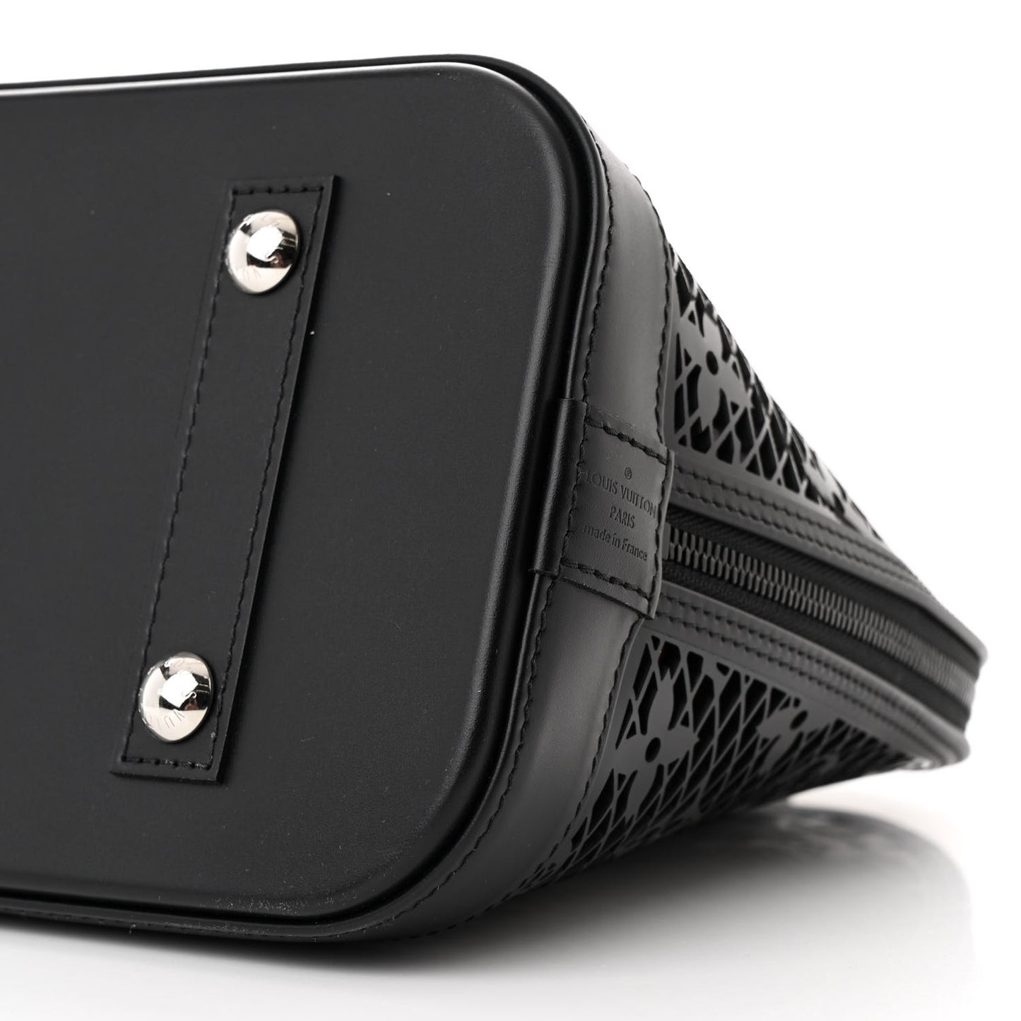 Patent Calfskin Laced Monogram Alma PM Black