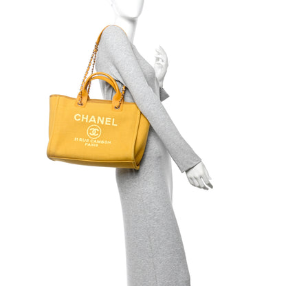 Chanel Mixed Fibers Small Deauville Tote Yellow 2 of 17