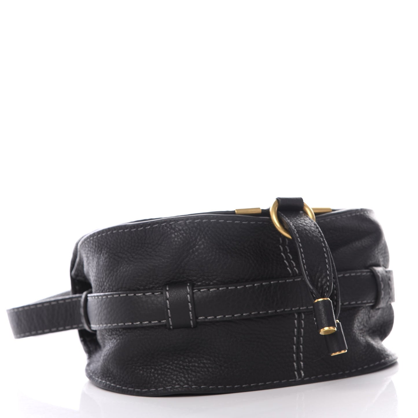 Calfskin Mini Marcie Round Crossbody Bag Black