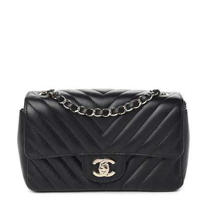 Chanel Lambskin Chevron Quilted Mini Rectangular Flap Black 1 of 10