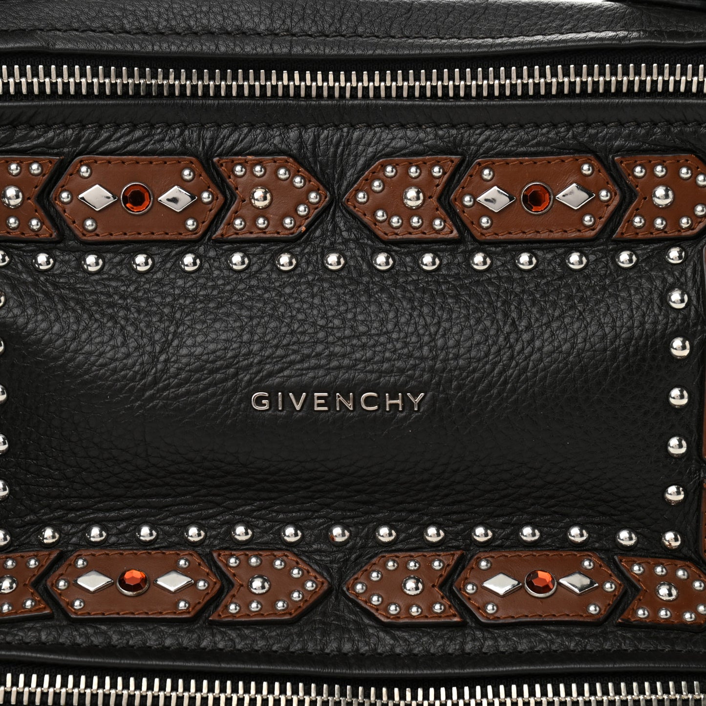 Calfskin Small Studded Pandora Black Brown