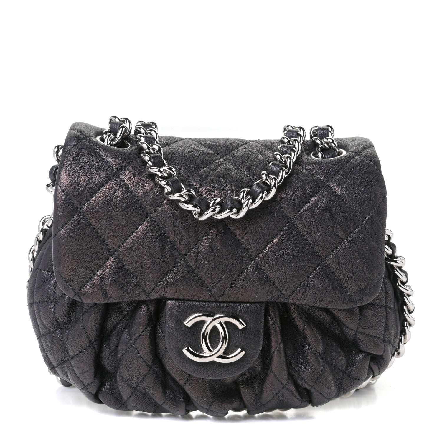 Chanel Washed Lambskin Quilted Mini Chain Around Flap Black 1 of 5
