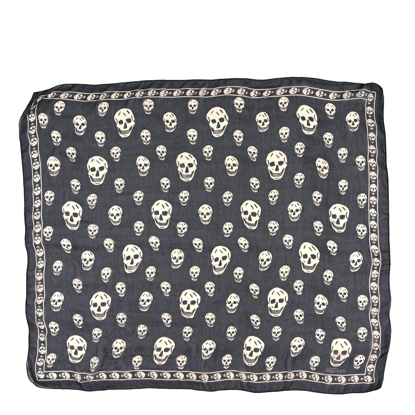 Silk Chiffon Skull Scarf Black Ivory