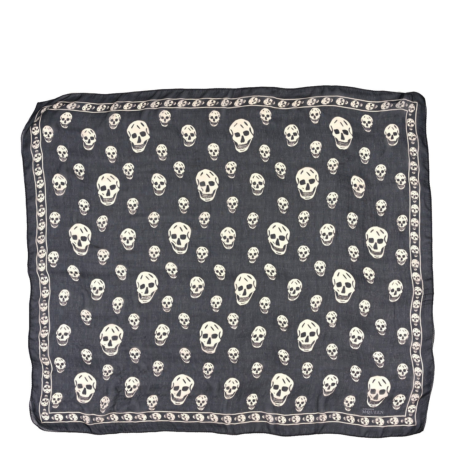 Alexander McQueen Silk Chiffon Skull Scarf Black Ivory 1 of 4