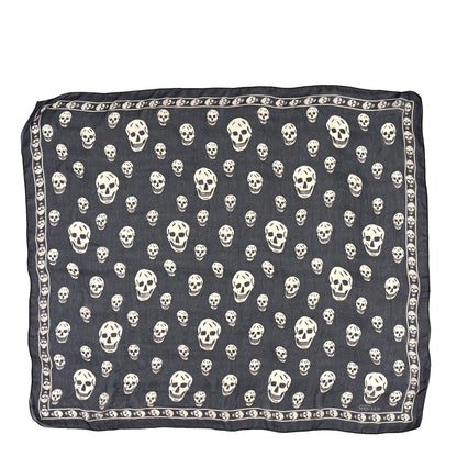 Alexander McQueen Silk Chiffon Skull Scarf Black Ivory 1 of 4